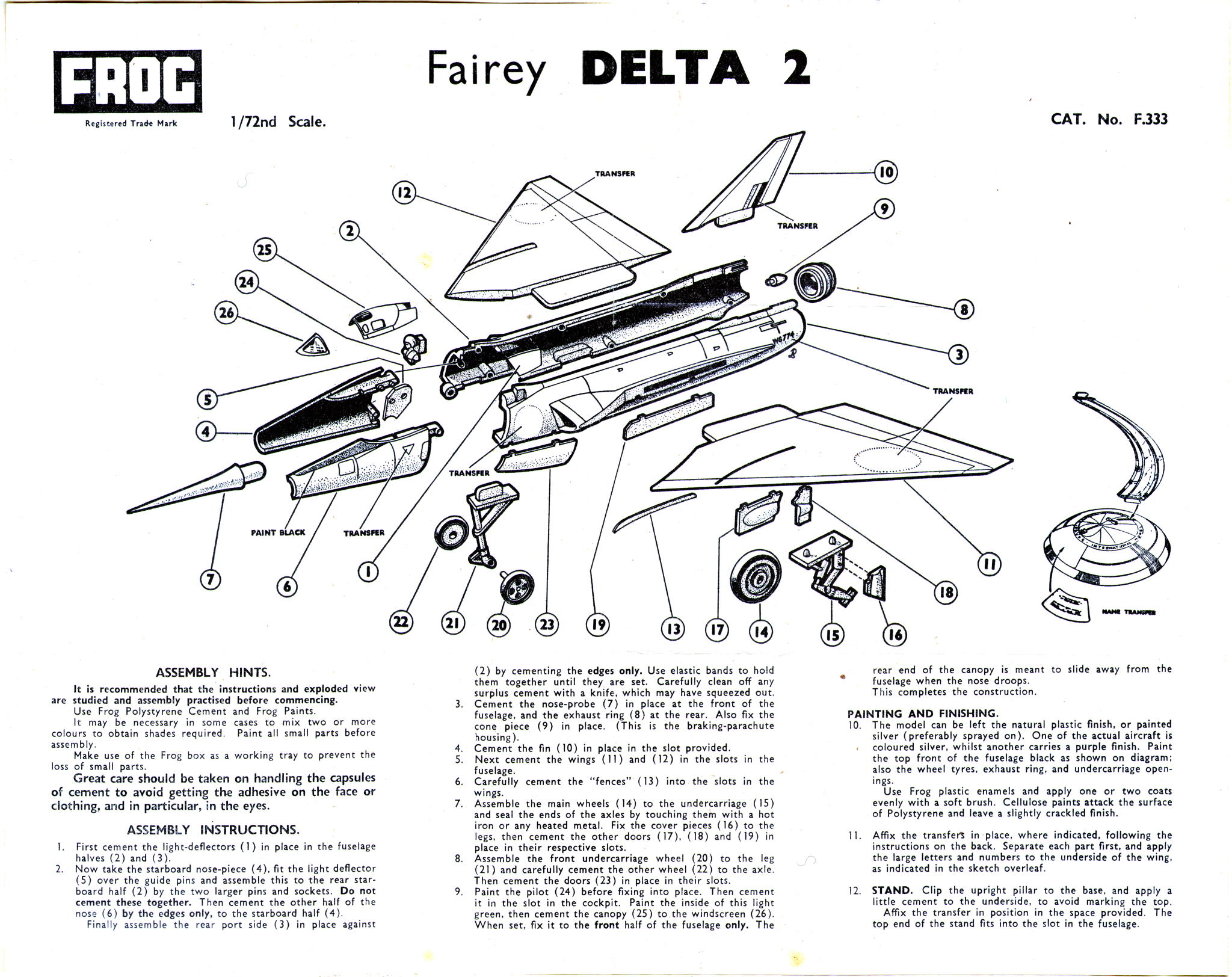  Коробка FROG F333 Fairey Delta - Research Aircraft with Gold Tokens, IMA, 1965-66